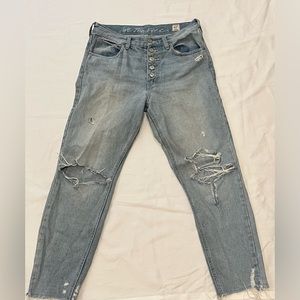 Free People Ripped Straight Leg Jeans.